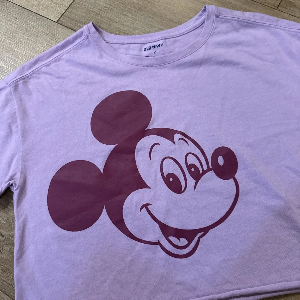 Old Navy‎ X Disney Mickey Mouse Cut Off Crop Tee Purple Girl's Size XL 14-16